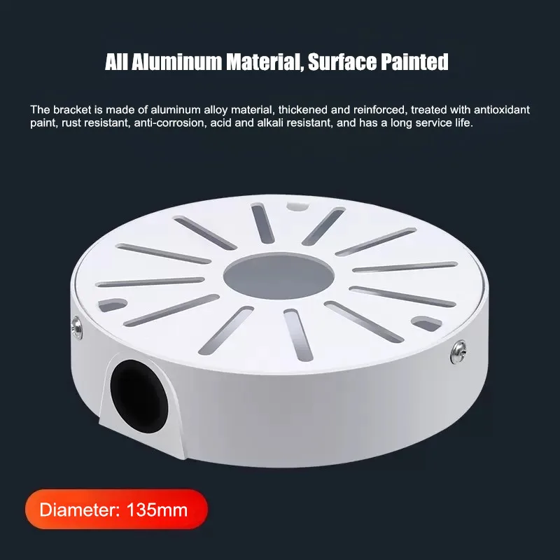Aluminum Alloy Security CCTV Dome Camera Ceiling Mount Bracket Universal 1/4 inch Screw Hole Hidden Line Round Base Storage Box