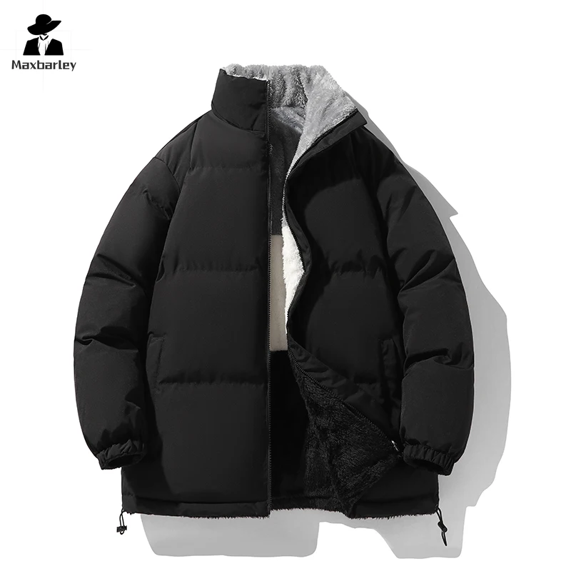 Veste d'Hiver à Doublure Polaire Double Face pour Homme et Femme, Parka Confortable et Chaude, Bouffante en Coton, Optique Décontractée