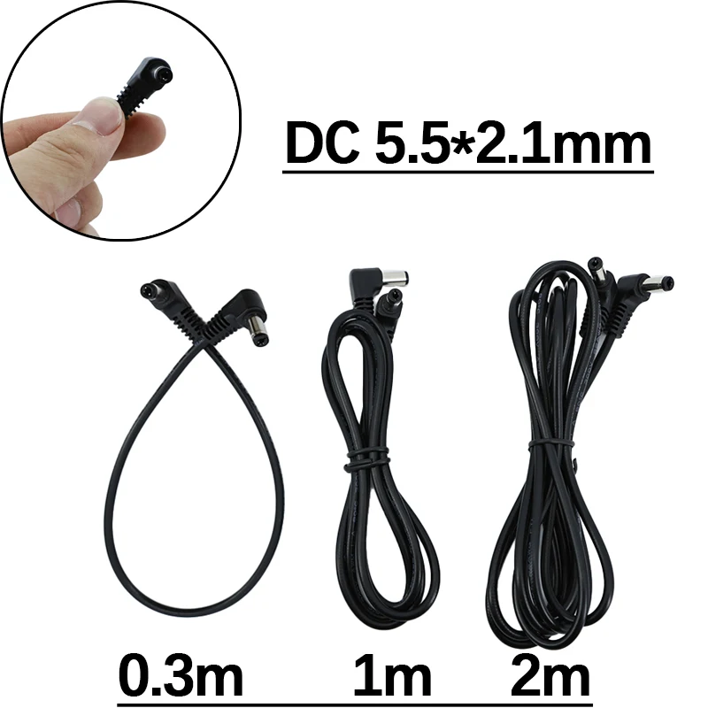 0.3m 1m 2m DC male to male Power cable Plug L-shaped 5.5X2.1mm 5.5*2.1 90 Right Angle Jack Cord Connector 22AWG