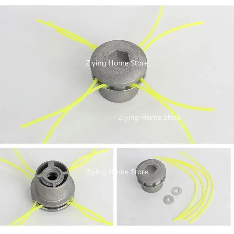 

Подходит для алюминиевой головки для обрезки газона, оснащенной 4-линейной головкой, серебряной насадкой для щетки, режущей головкой из нейлоновой проволоки.