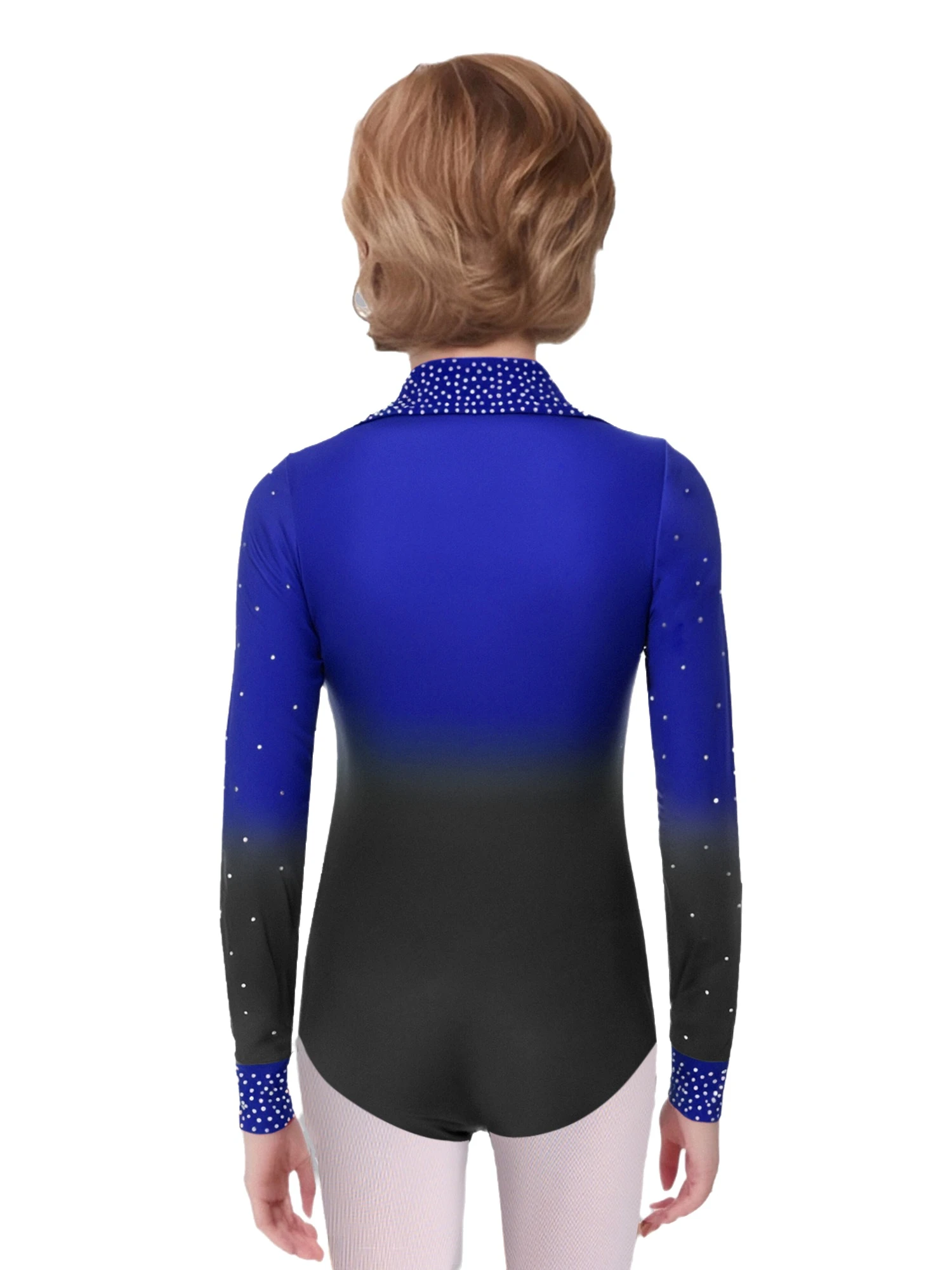 キッズボーイズジャズサルサチャチャダンスタンゴラテンサンバ衣装パフォーマンスコスチューム長袖光沢のあるラインストーンレオタード+パンツ