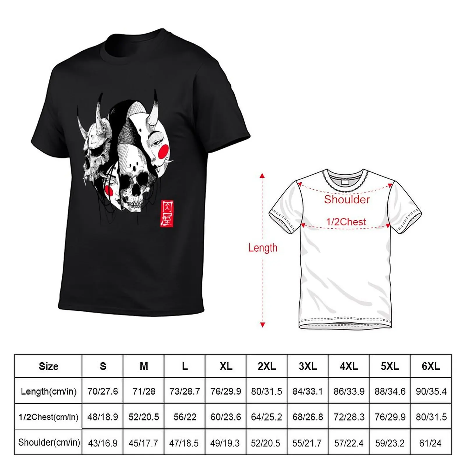 Japanese Evil Girl Hannya Samurai Mask T-Shirt blacks anime stuff Blouse customs men workout shirt