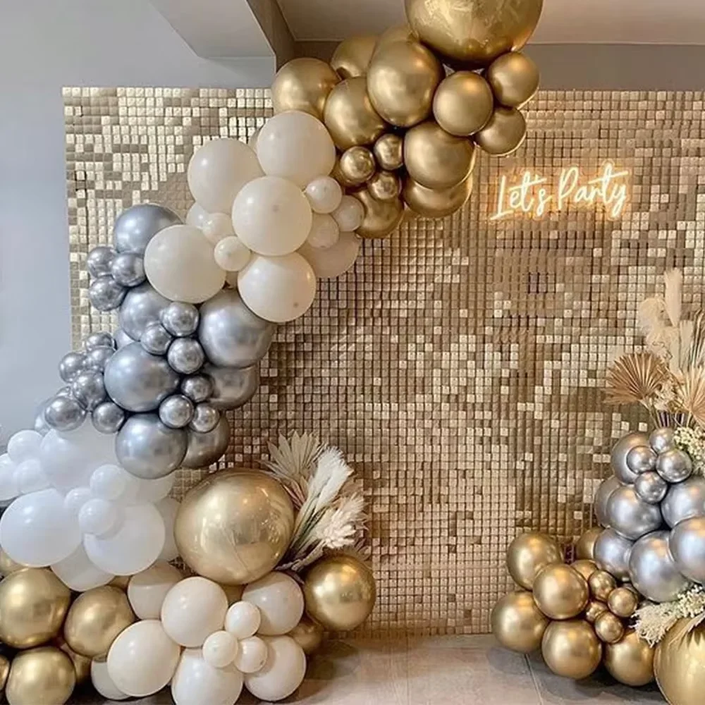 

129pcs Gold Silver White Balloons Garland Arch Kit Wedding Birthday Party Decor Kids Birthday Latex Balloons Baby Shower Decor