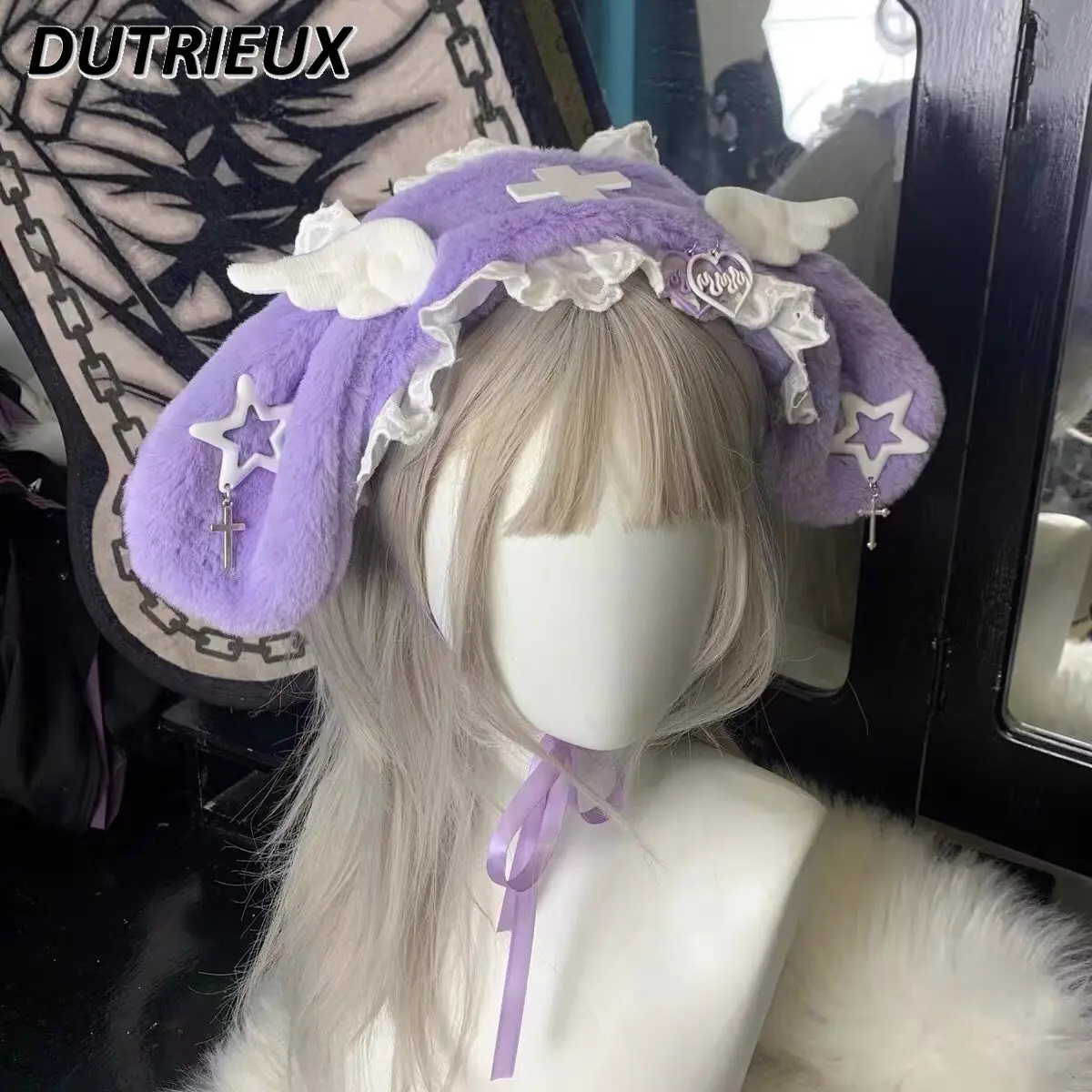 Japanse Konijn Oor Haarband Aziatische Cultuur Lolita Hoofdtooi Schattige Kant Pluche Haaraccessoires Harajuku Y 2K Zacht Meisje Haarclips