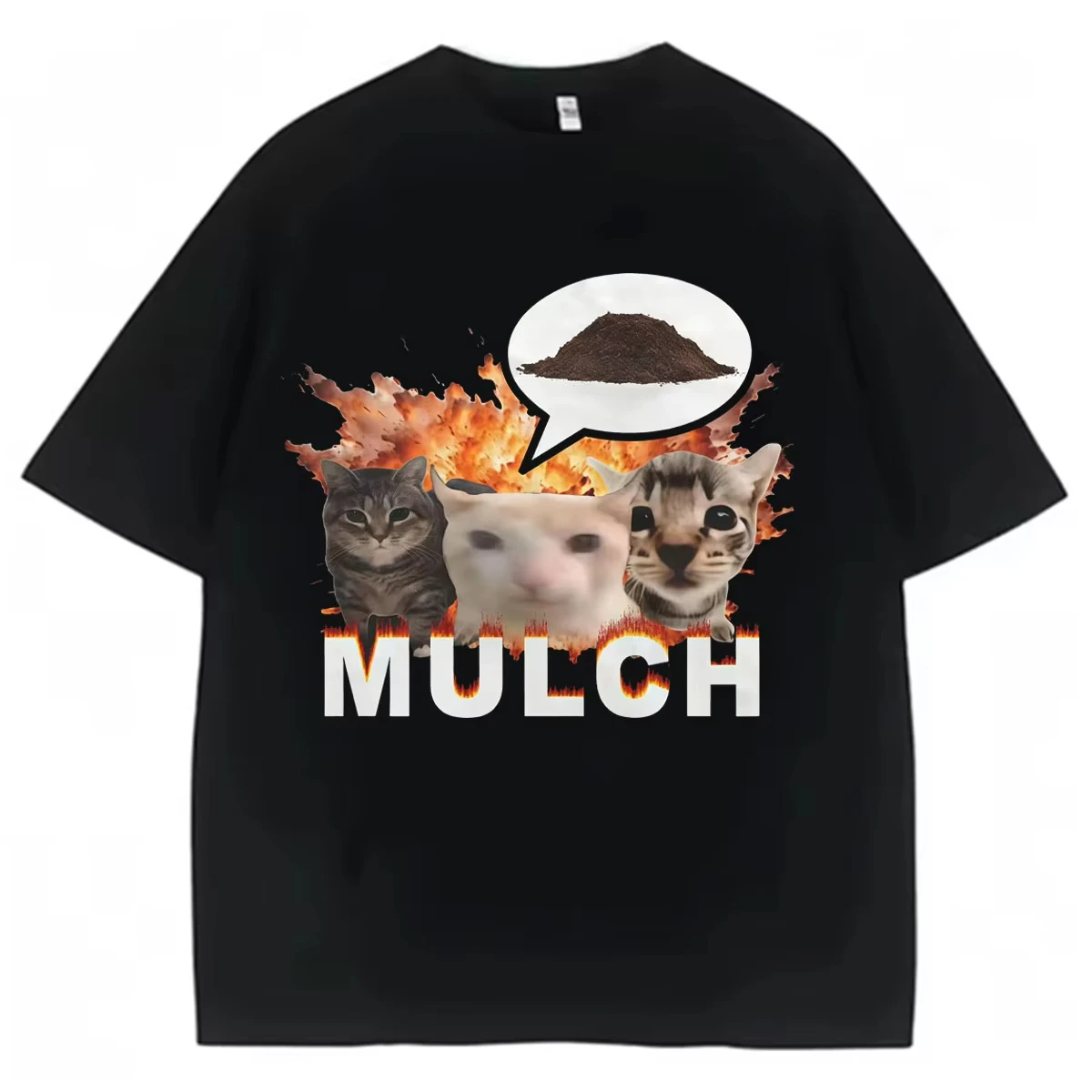 FUNNY Mulch Cat Meme T-Shirts Mens Women Fashion Graphics Streetwear Cozy Cotton Clothing Hip Hop 90S Oversized Hot Sale T Shirt