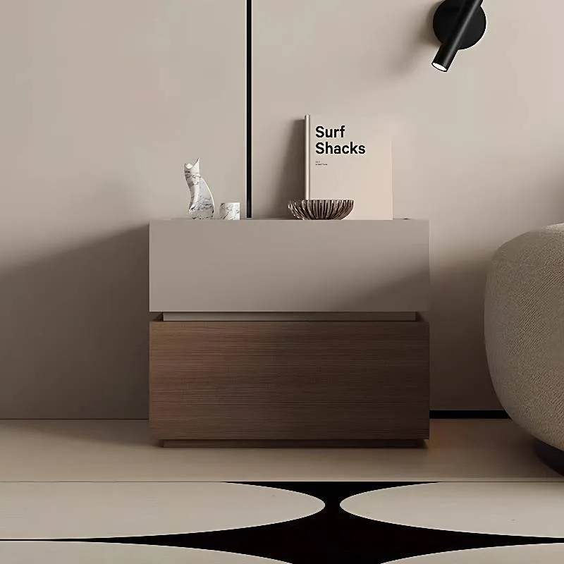 

Bedroom Narrow High Nightstands Nature Wood Gray Modern Cabinets Drawer Bedside Table Living Room Mesa De Cabeceira Furniture