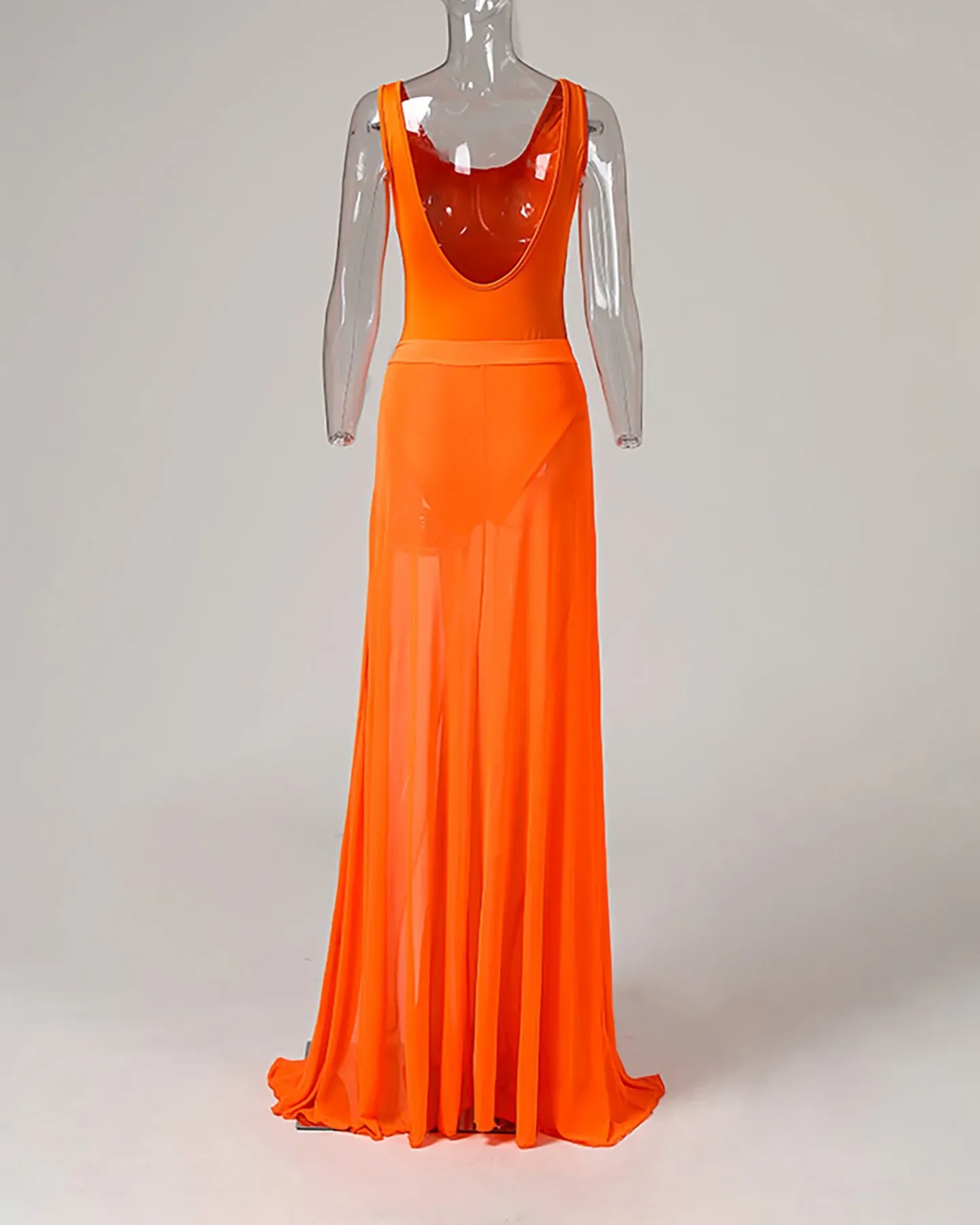 Costume intero con scollo a U con copertura in rete trasparente donna primavera estate costumi da bagno tinta unita costume da bagno