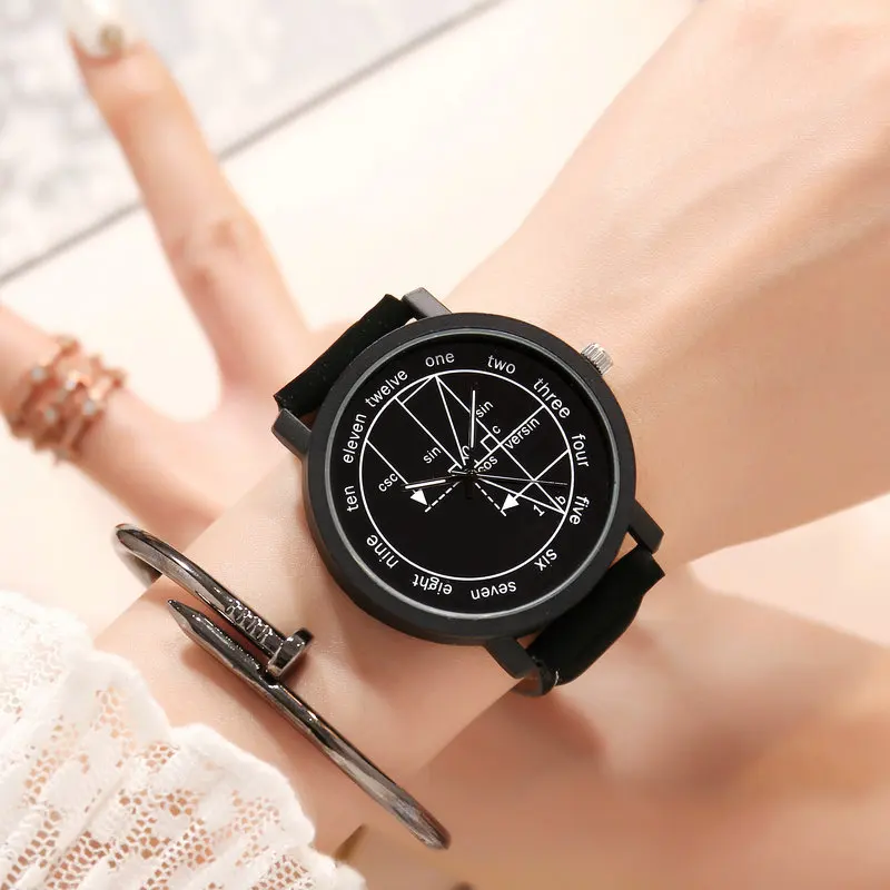 Women Watches Leather Quartz Math Matical Formula Prints Fashion Wristwatch Men Causal Couple Watch Erkek Kol Saati Reloj