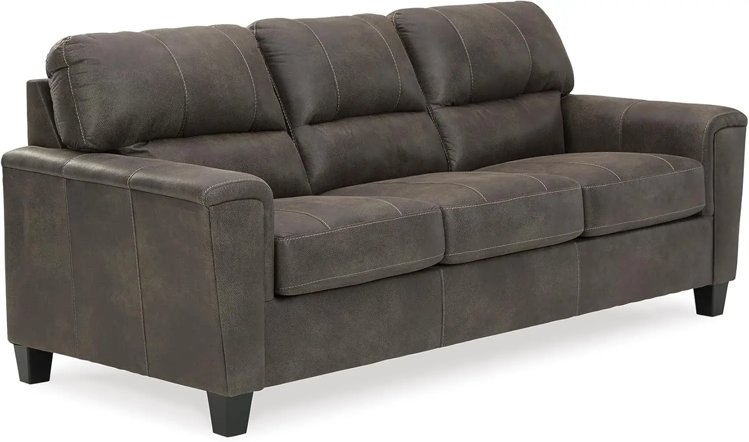 

Navi Sofa, Gray Faux Leather Couch, No Assembly, 3-Seater Living Room Furniture, Smoke, 89"W
