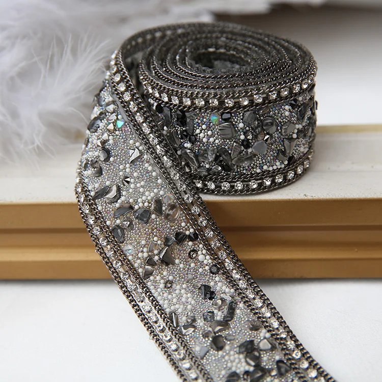 

Высококачественные аксессуары для свадебных платьев, кружевная отделка с жемчугом и бисером, тканевые аппликации, нашивки, пришивные, ширина 3,5 см