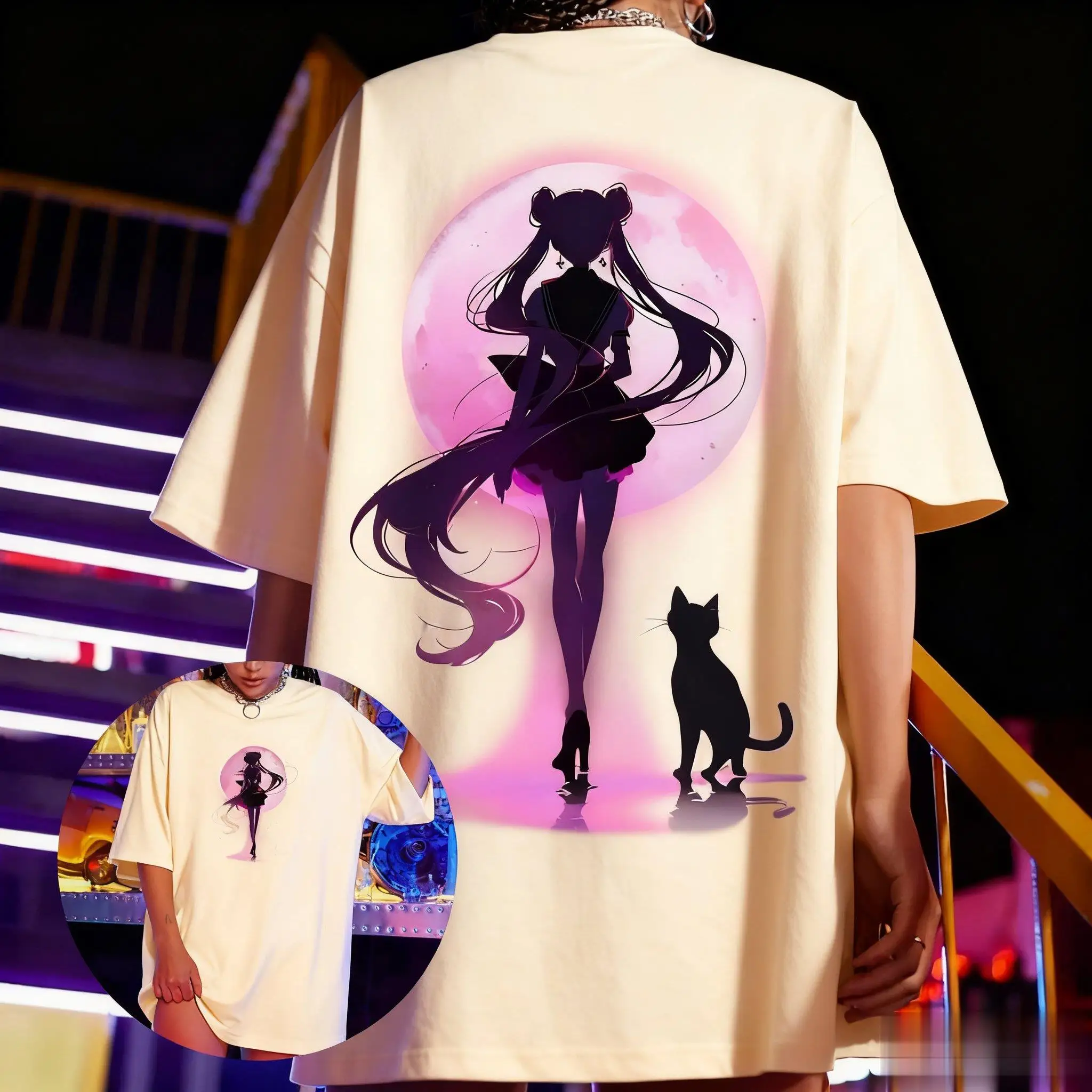 New Anime T-shirt Men and Women Sailor Moon Children's Cotton Men and Women Extra Large Printed Pattern T-shirt Y2k Top