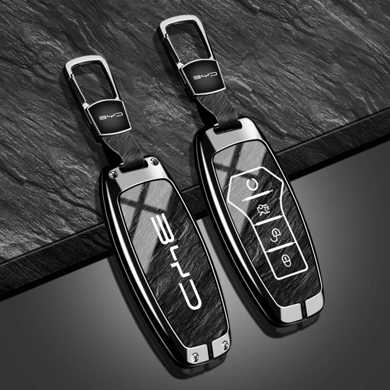 حافظة مفاتيح السيارة عصرية جديدة لـ BYD Song Pro Plus Max Dmi EV ختم دولفين سبائك الزنك حجر نمط ملحقات سلسلة مفاتيح من البولي يوريثان #6
