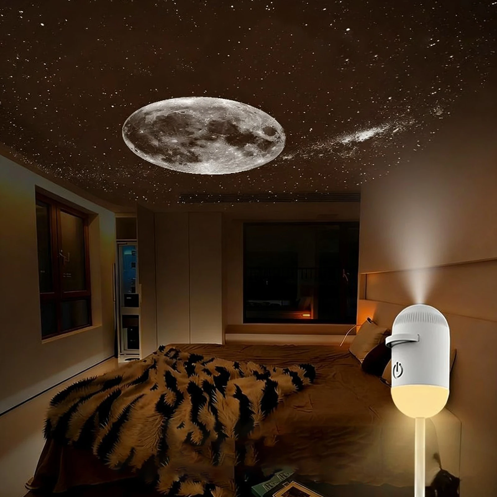 Mini Projetor de Estrelas Galáxia, Luz Noturna, Lâmpada Ambiente Céu Estrelado, Projetor USB para Carro, Luz de Atmosfera para Quarto, Sono e Decoraçã
