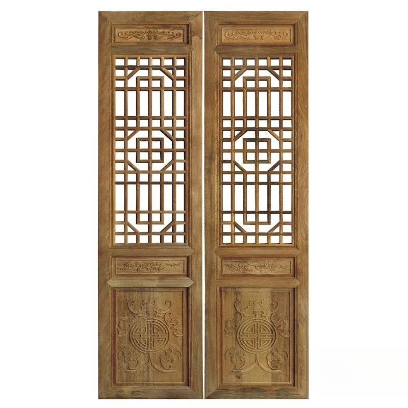 Wood carving antique partition tenon and mortise structure solid wood doors and windows old-fashioned solid wood windows