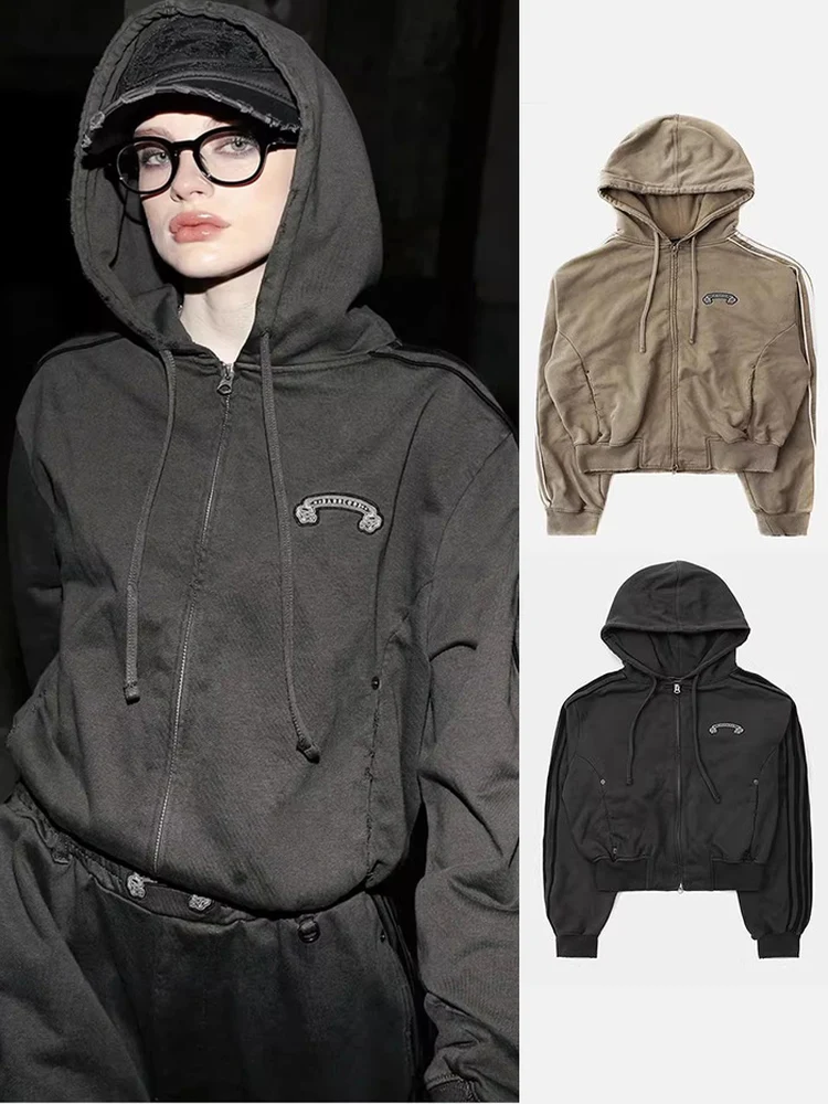 

Повседневная толстовка с капюшоном в стиле ретро для девочек в американском стиле, женская свободная спортивная куртка Jaet Top или Jaet Long Sve на молнии