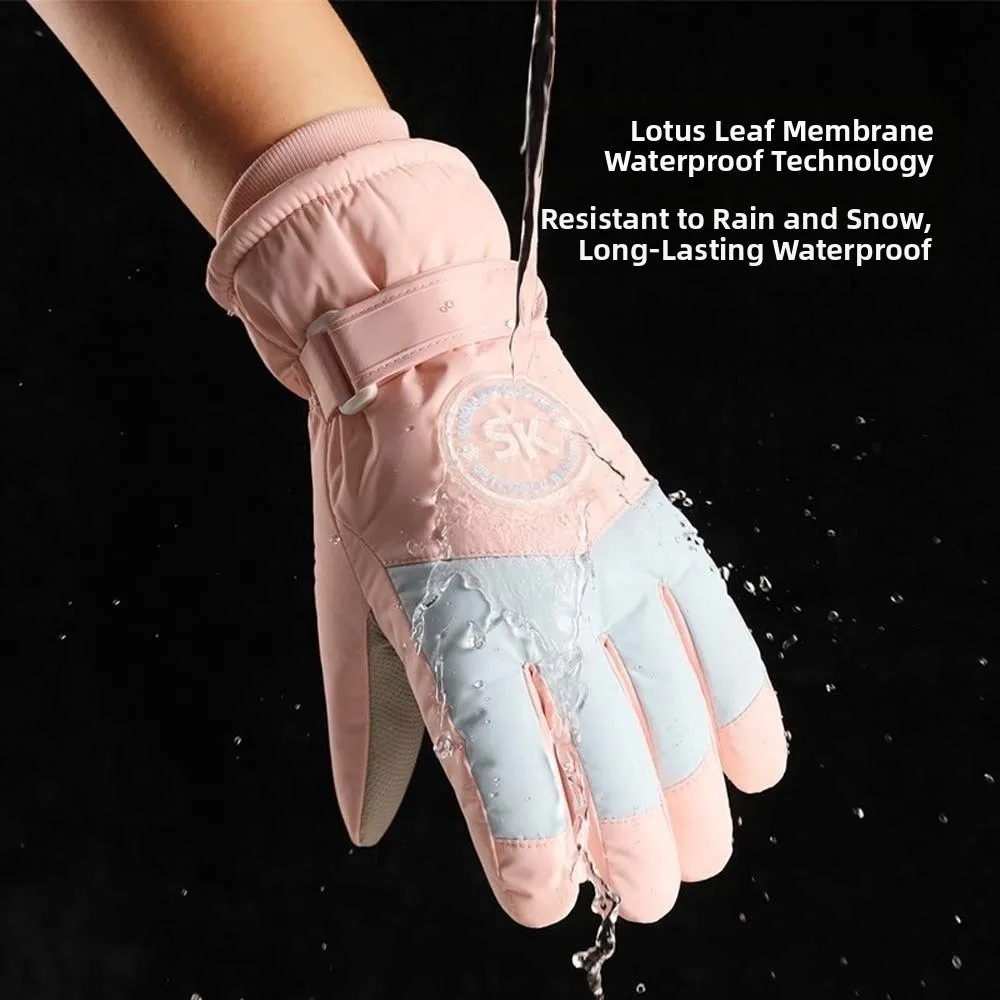 Oxford Cloth Thickened Gloves Coral Fleece Soft Ski Anti-cold Mittens Warmer Anti-splash Water Unisex Windproof Gloves Winter