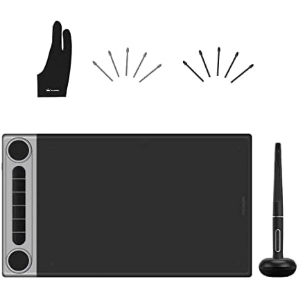 Bluetooth Wireless Graphics Drawing Tablet with Dual Dials and Artist Glove for Art, Animation, and Design