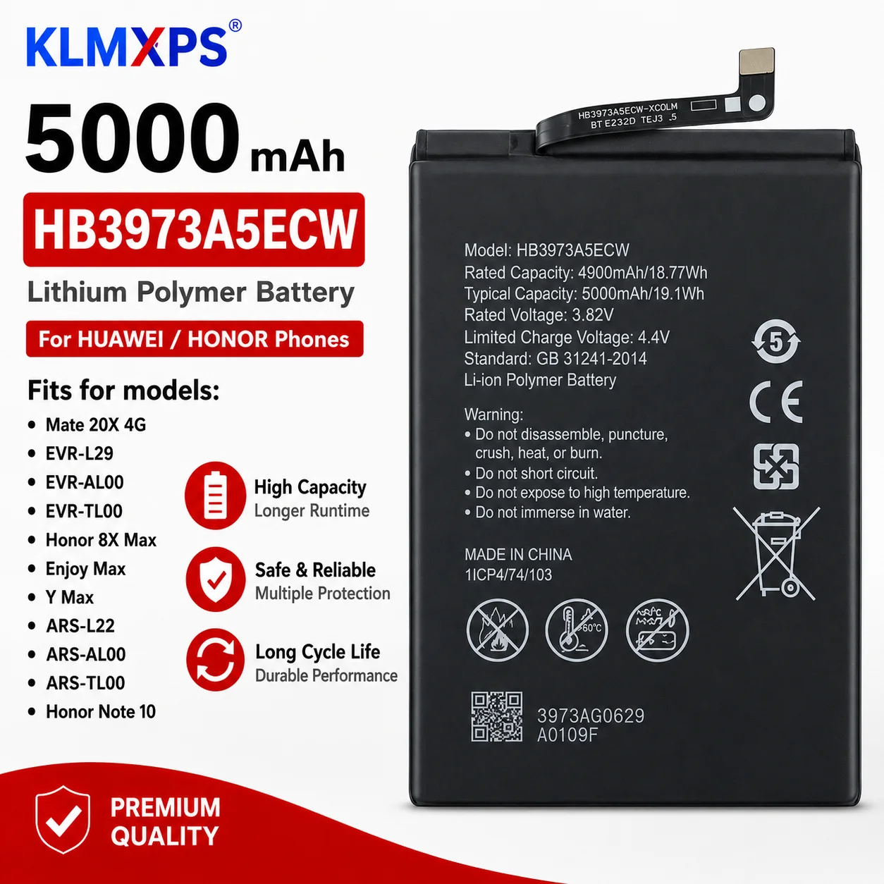 Replacement Phone Battery For Huawei P10 P20 P30 P40 Pro Mate 10 20 30 Pro Mate 20X Honor X10 5G Mobile Battery