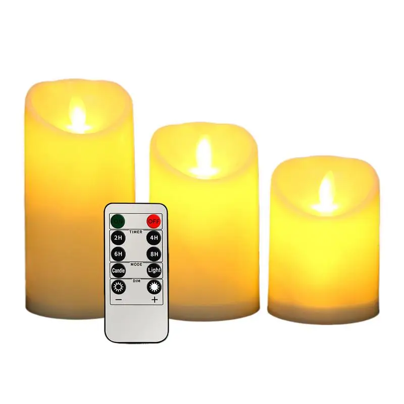 Led Candles 3X Led Flameless Battery Operated Candles With Remote Flameless Wax Pillar Candles Light Waterproof Pillar Led