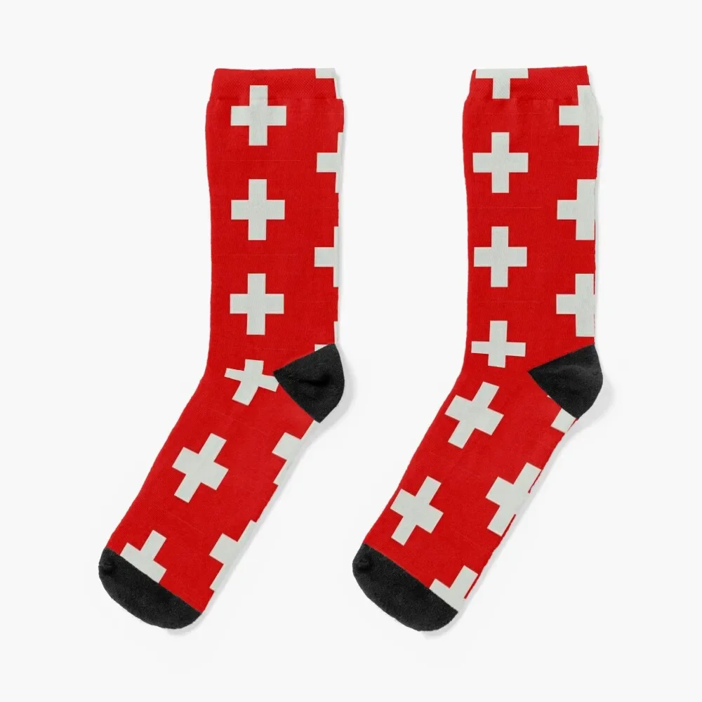 

Cool Swiss Cross Switzerland flag Socks Novelties bright garter aesthetic Women Socks Men's