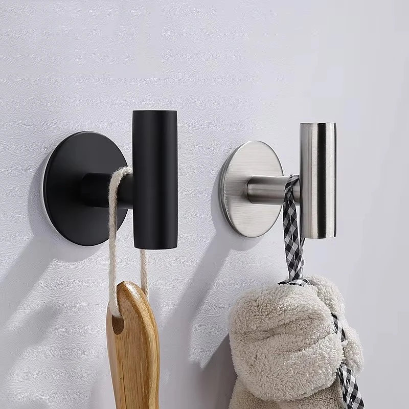 304 stainless steel Bathroom Towel Hooks black Coat Robe Hook bathroom Wall Mounted round Hanger hook kitchen organizer hardware