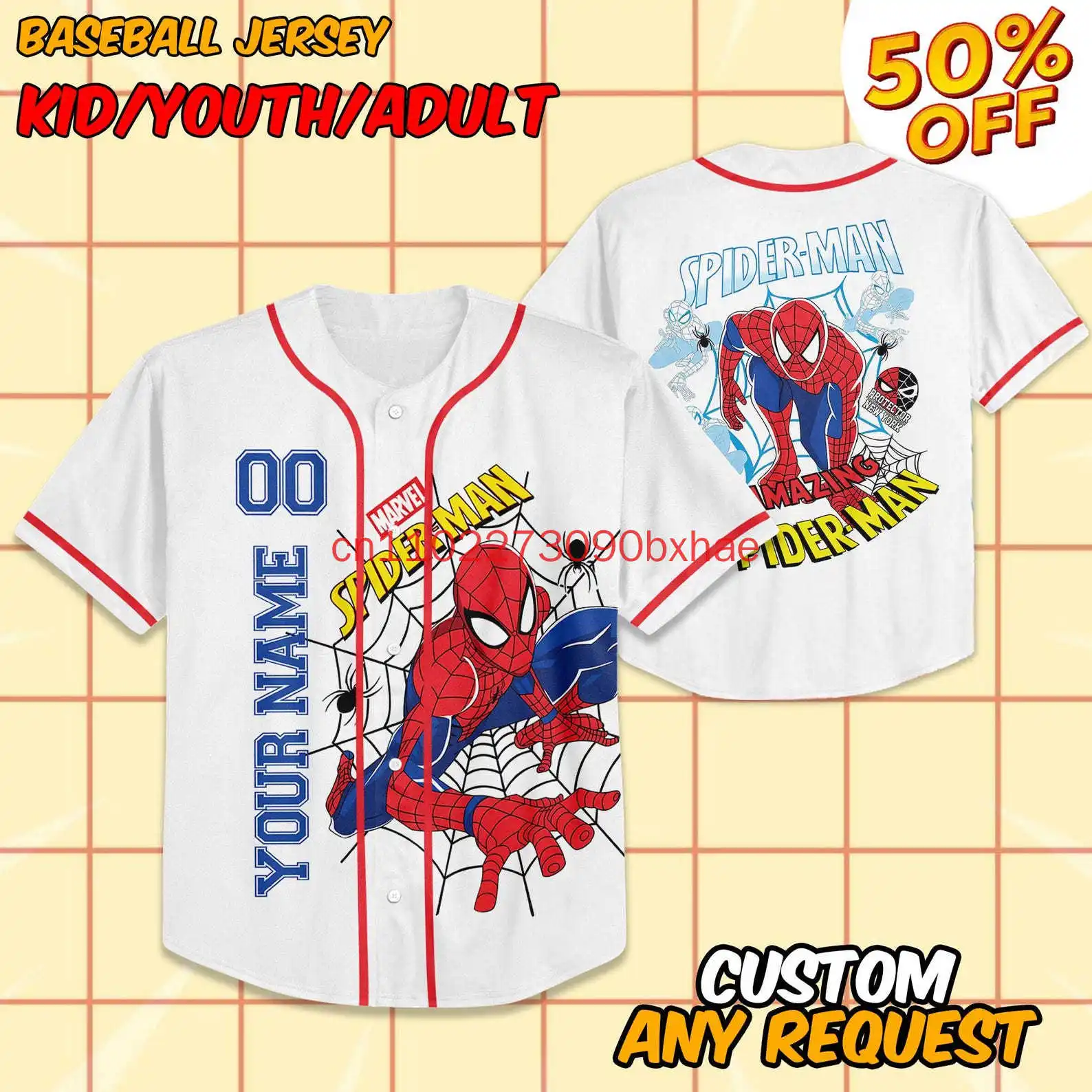 

Бейсбольная майка Marvel Spider Man по индивидуальному заказу, мужская и женская бейсбольная рубашка на пуговицах с 3D принтом, модная уличная футболка большого размера