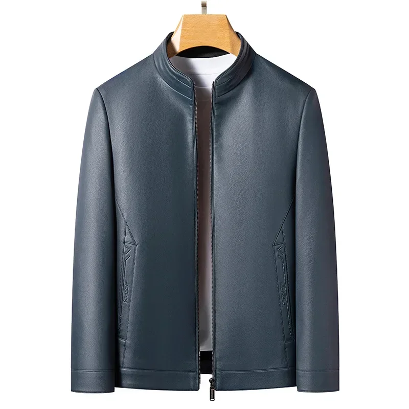 High Quality Leather Jacket Men Autumn New Men's Jacket Lapel Business Casual Sheepskin Leather Coat Mens Clothes