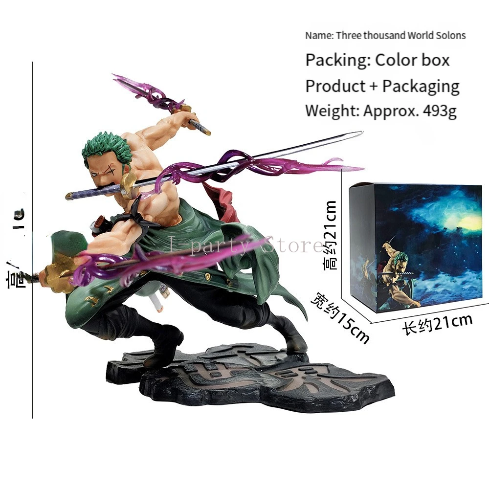 

21cm One Piece Figure Roronoa Zoro Three-Knife Fighting PVC Action Figurine Collection Model Toys Gift