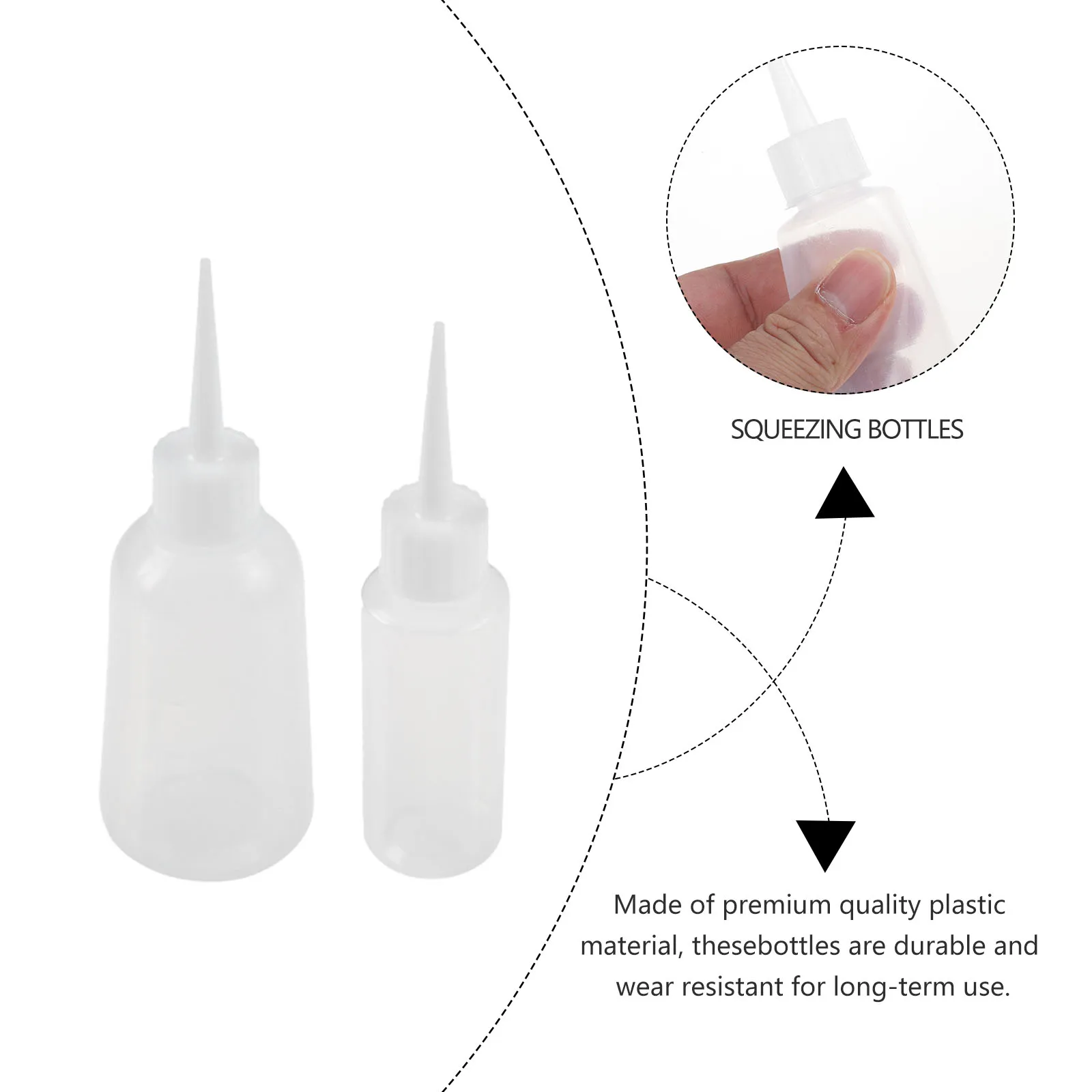 

20Pcs Plastic Squeeze Pigment Bottles Clear Empty Pointed Tip Refillable Glue Dispenser Bottles for Latex Ink Liquid Storage