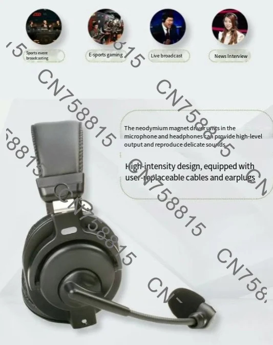 Micrófono dinámico ajustable con soporte para el cuello, auriculares estéreo de radio BPHS1