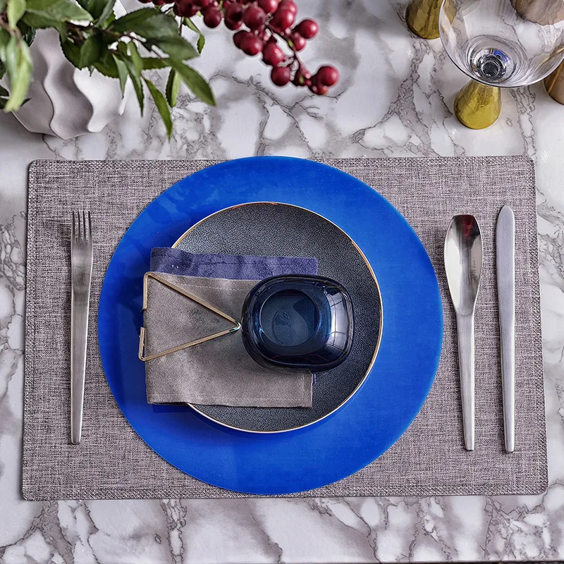 

Kitchen Modern Tableware Set Dinner Serving Parties Food Plate Sets Fruit Blue Vajilla Completa De Platos Christmas Dishes