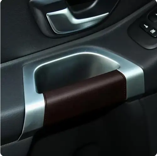 Imagen 2 del producto Para manija de puerta Volvo XC90, cubierta de cuero de microfibra, manija interior de puerta, cubierta protectora de cuero para interior de coche