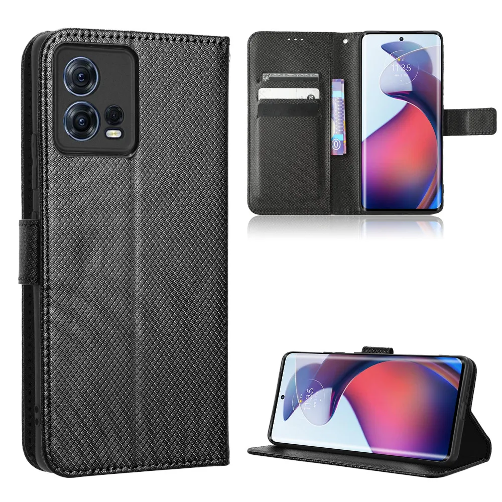 ل Moto Edge 30 الانصهار حالة فاخرة الوجه الماس نمط الجلد محفظة من جلد PU حامل الحال بالنسبة موتو حافة 30 الانصهار حقيبة الهاتف