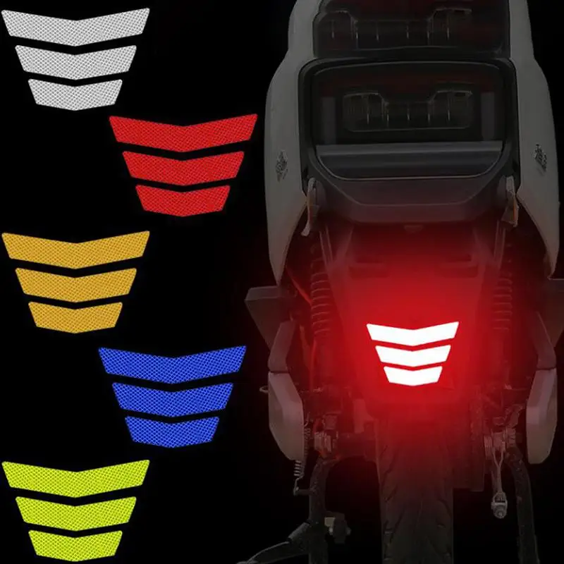 New 3pcs/set Motorcycle Stickers Tail  Bumper Decal Adhesive Tape Reflective Warning Trapezoidal Arrow For Car Truck Bike