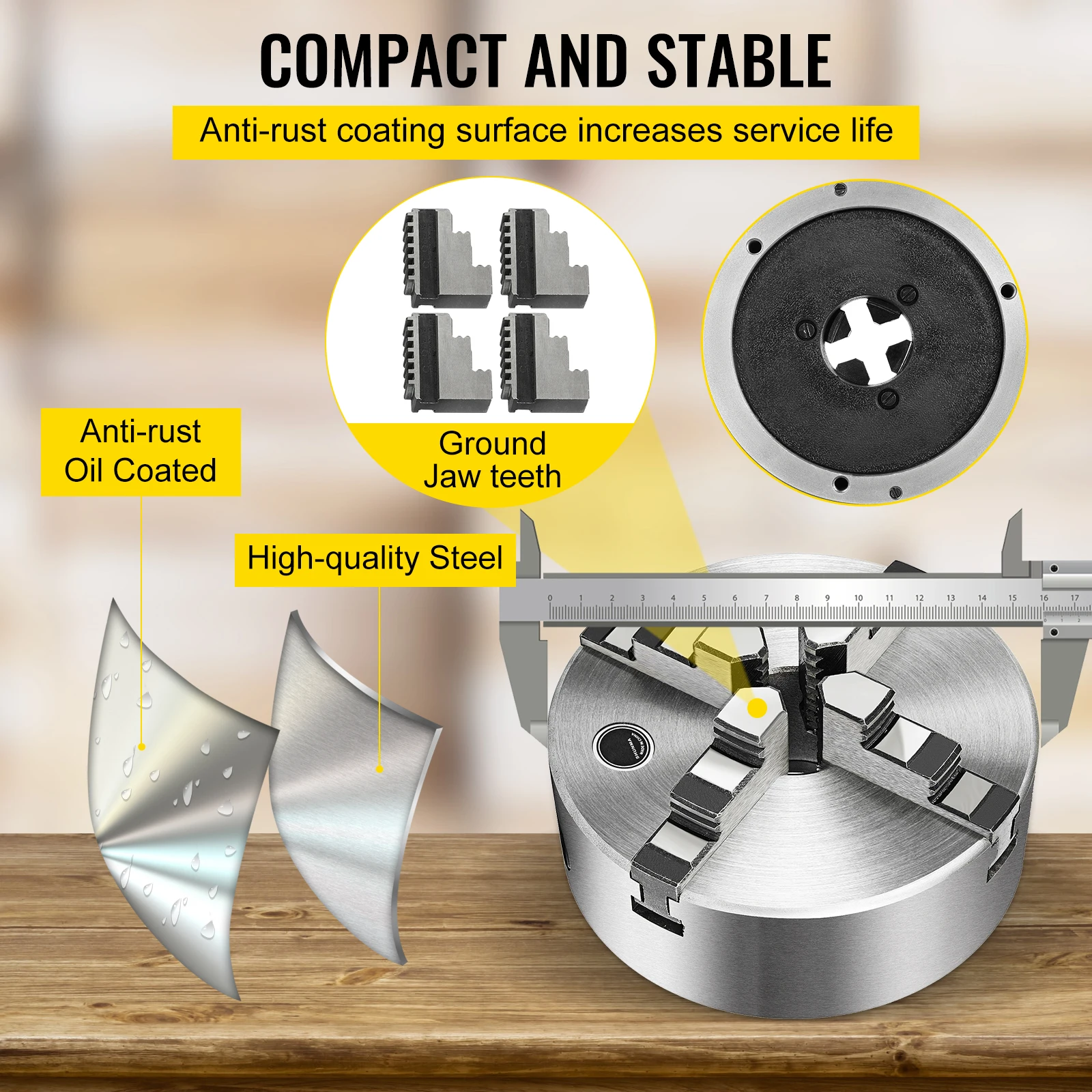 VEVOR Lathe Chuck 125mm 160mm K12-125 K12-160 4 Jaw Self-Centering Manual W/ Mounting Bolts for Grinding Milling Lathe Machines