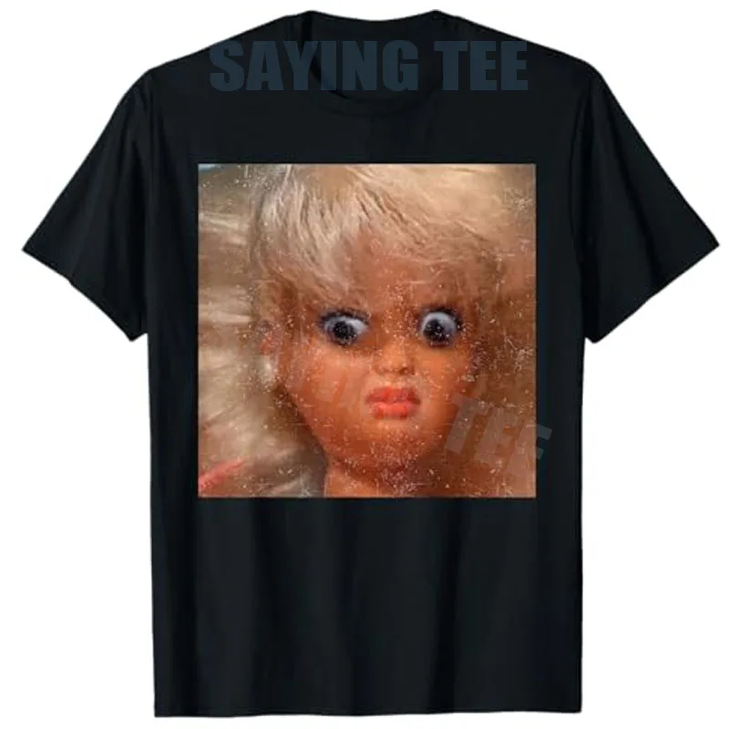 Funny Disgusting Doll Face Meme T-Shirt Women's Fashion Art Aesthetic Clothes Novelty Gift, Cotton Street Short Sleeve Blouses