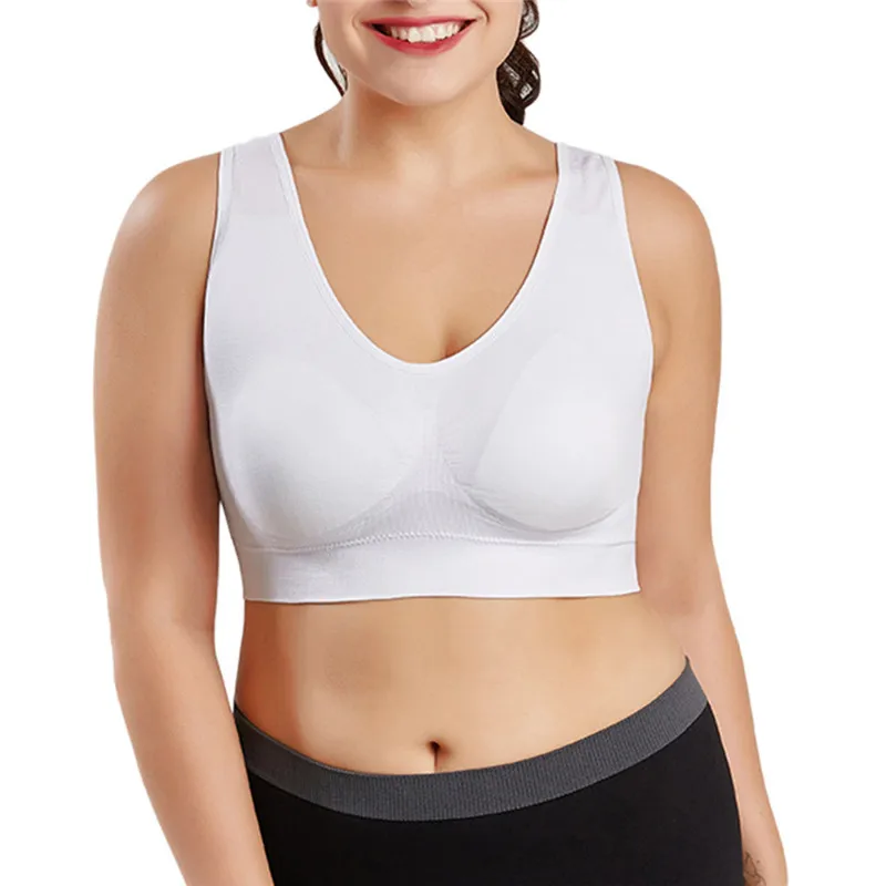 Women Bra Tops Plus Size S-4XL Ladies Sports Yoga Tops Underwear Padded Fitness Running Vest Wire Free Brassiere S-4XL