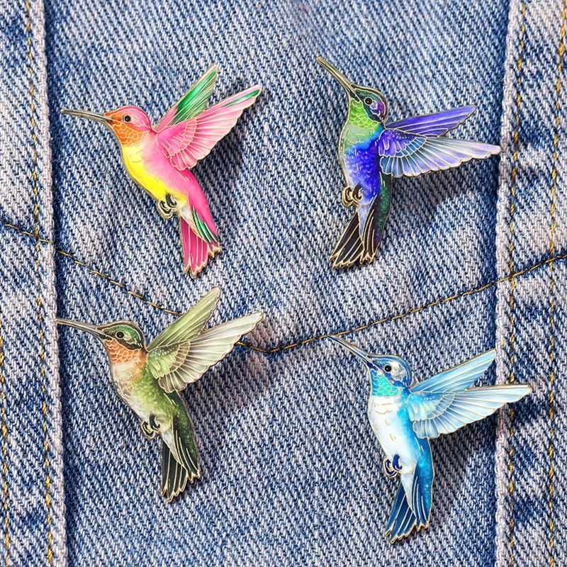 Creative Enamel Hummingbird Brooch Pin Cute Bird Lapel Pin Colorful Badge For Women Clothing Bag Jewelry Gift New Accessories