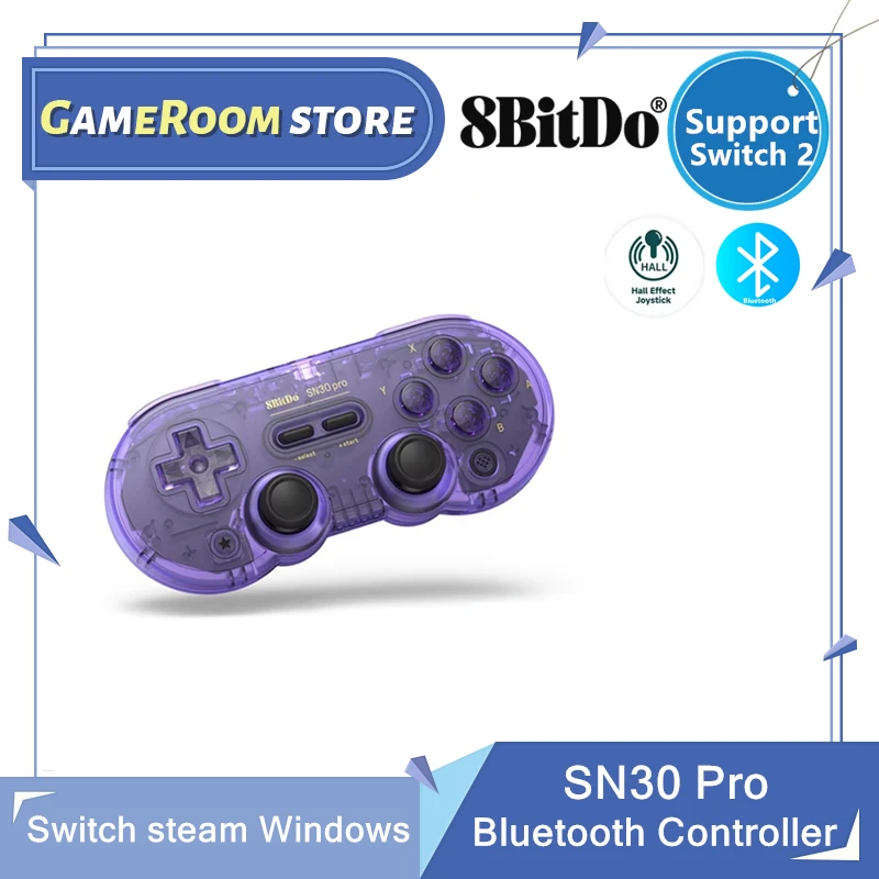 

8Bitdo SN30 Pro Bluetooth Gamepad Controller with Hall Effect Joystick for Nintend Switch 2MacOS Android PC SteamoS Raspberry Pi
