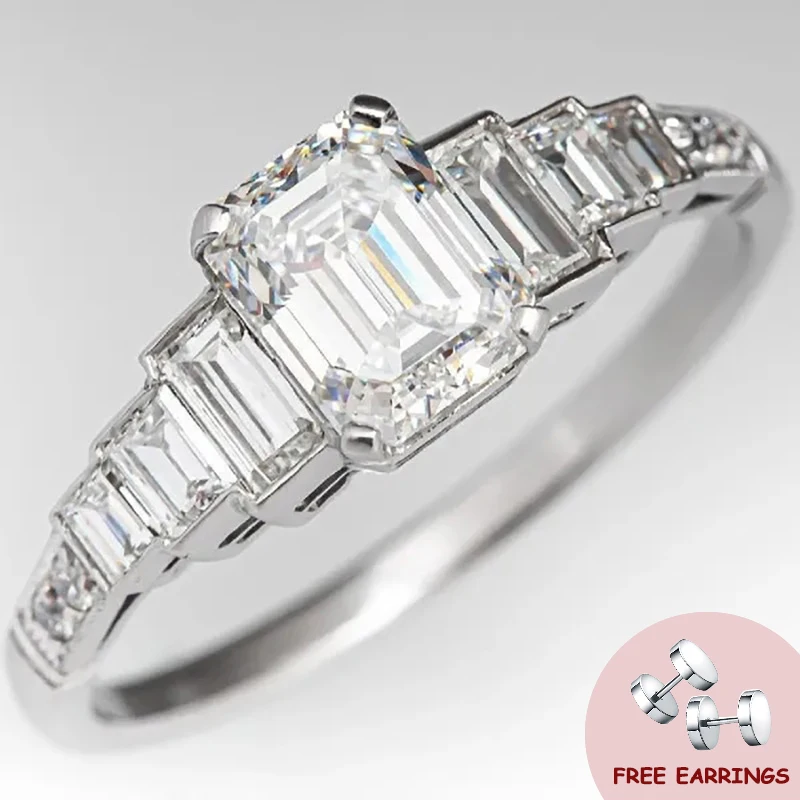 

Trendy 925 Silver Jewelry Accessories with Zircon Finger Rings for Women Wedding Engagement Party Promise Gift Ring Wholesale