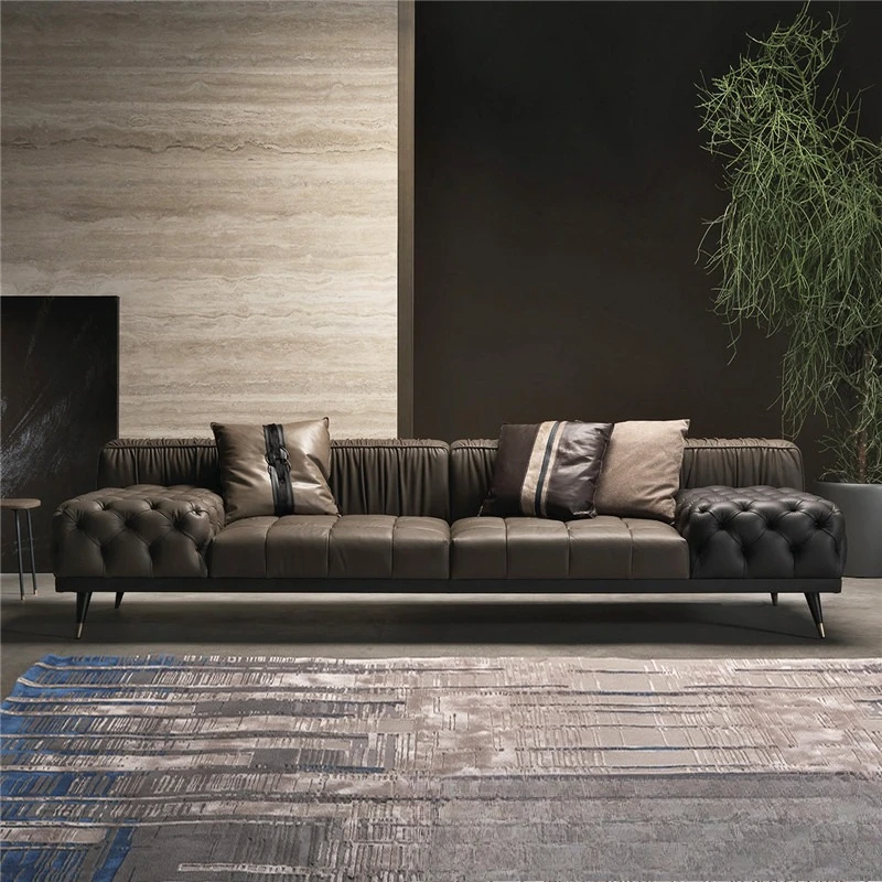 Italian minimalist pull-up sofa light luxury villa living room size apartment designer technology cloth Internet celebrity sofa