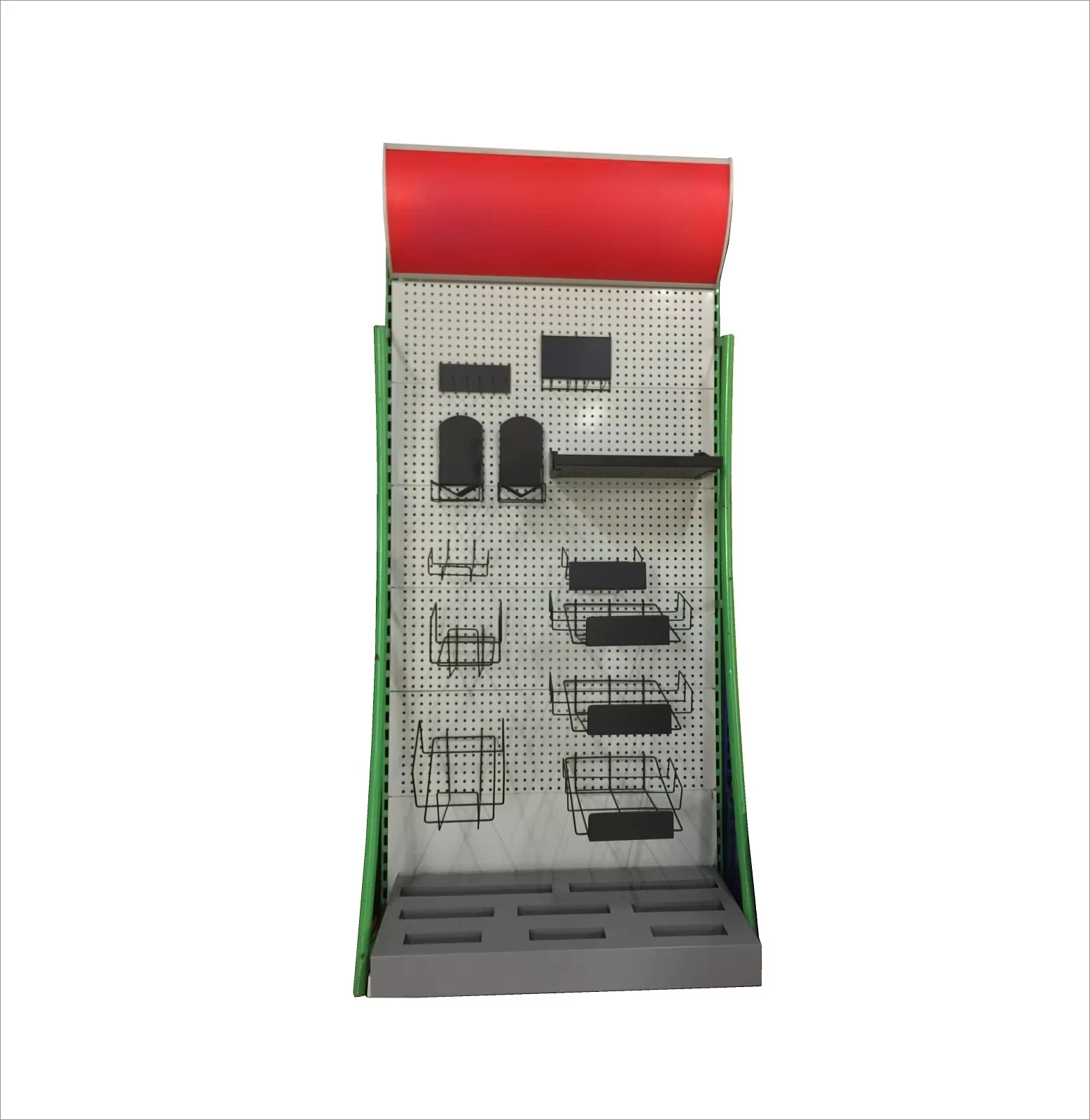 Heavy Duty Electric Tool Display Rack, Metal Pegboard, Industrial Style, Powder Coated, Detachable, Floor-Standing Hardware