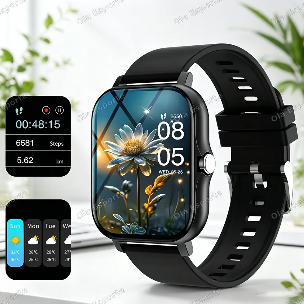 Neue Smartwatch für Damen und Herren, 1,83 Zoll HD-Voll-Touchscreen, Sport- und Fitnessuhr, Elektronik, Bluetooth, Smartwatch mit Sprachfunktion, als Geschenk geeignet, HW12