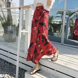 Wrap Skirt Beach Long Skirt High Waist Split Printed Dress Woman Skirts Mujer Faldas Saias Mulher