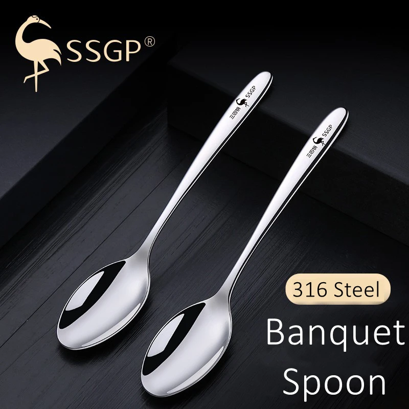 LFGB Certificate 316 Stainless Steel Banquet Dinner Spoon Classical Cutlery Luxury Flatware 6 Pieces of Family Restaurant Ladle