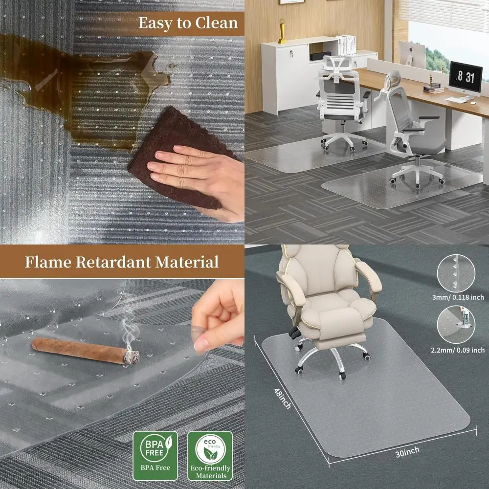 

Коврик для стула с ковровым покрытием, прозрачный настольный коврик толщиной 30 x 48, с нескользящими шипами для ковров с низким ворсом