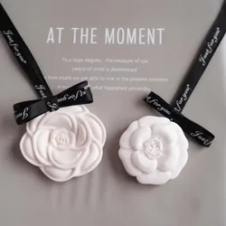 3D Perforated Camellia Gypsum Silicone Molds Scent Candle Molds Wax Tablet Car Pendant Cement Molds DIY Concrete Crafts