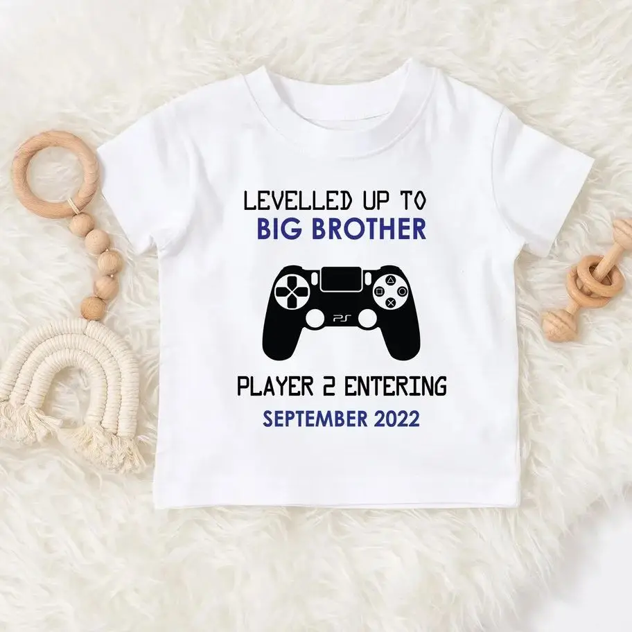 big brother gamer T-Shirt, pregnancy announcement leveled up tee. player 2 entering shirt/ gaming big brother tee.