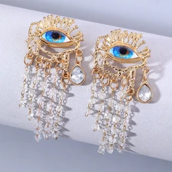 Women Vintage Demon Eyes Earring Exaggerated Trendy Earrings Style Imitated Pearl Girls Delicate Tassels Christmas Jewelry
