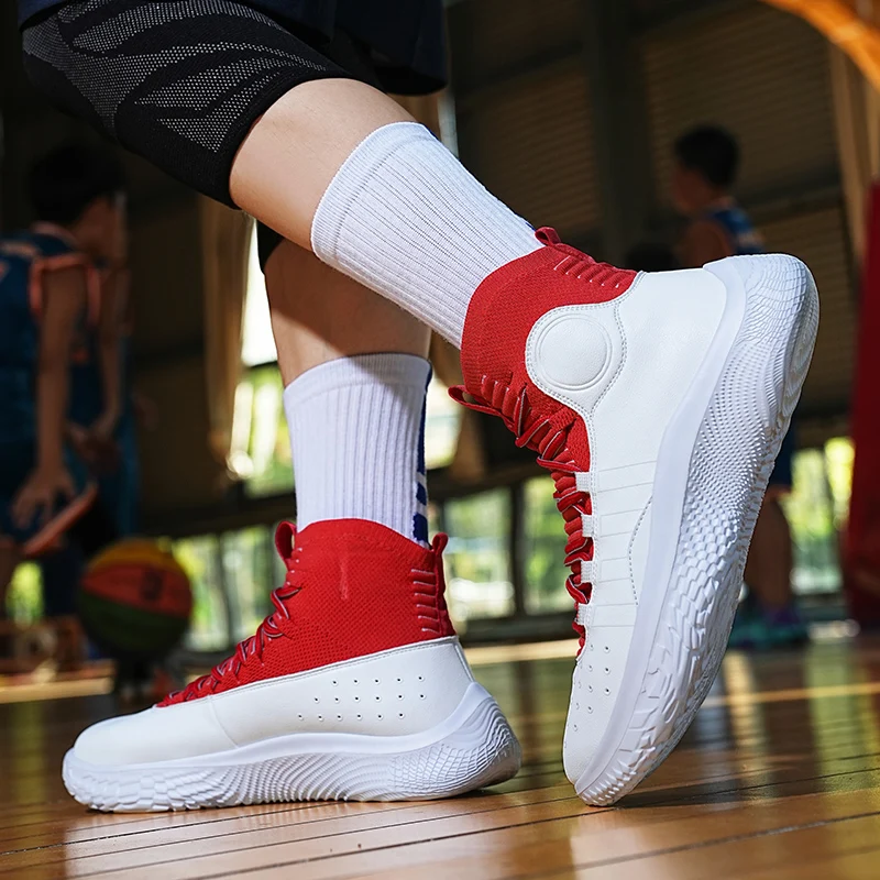 High-top shoe library 4 basketball shoes flying woven light, breathable soft casual sneakers fashion running shoes